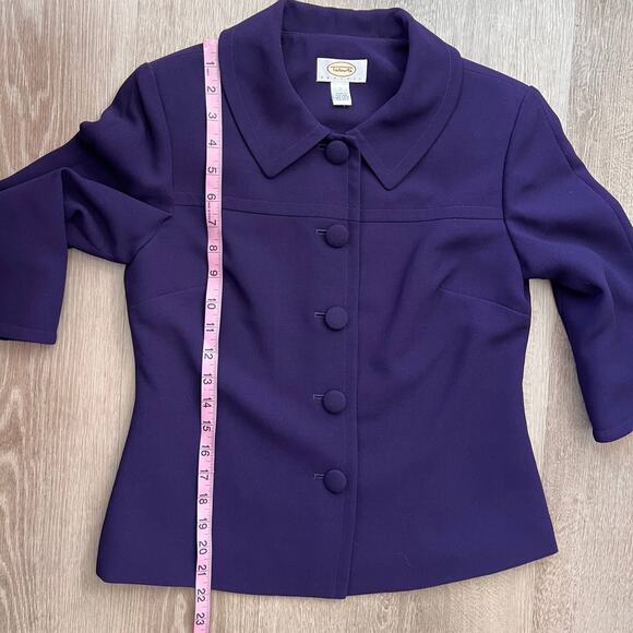 Talbots Petites Purple 5 Button 3/4 Sleeve Blazer Size 2P - Picture 5 of 8